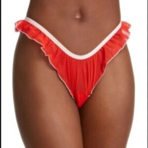 Nwt Free People Fly Girl Mesh Panty Red‎ Ruffle Bottom